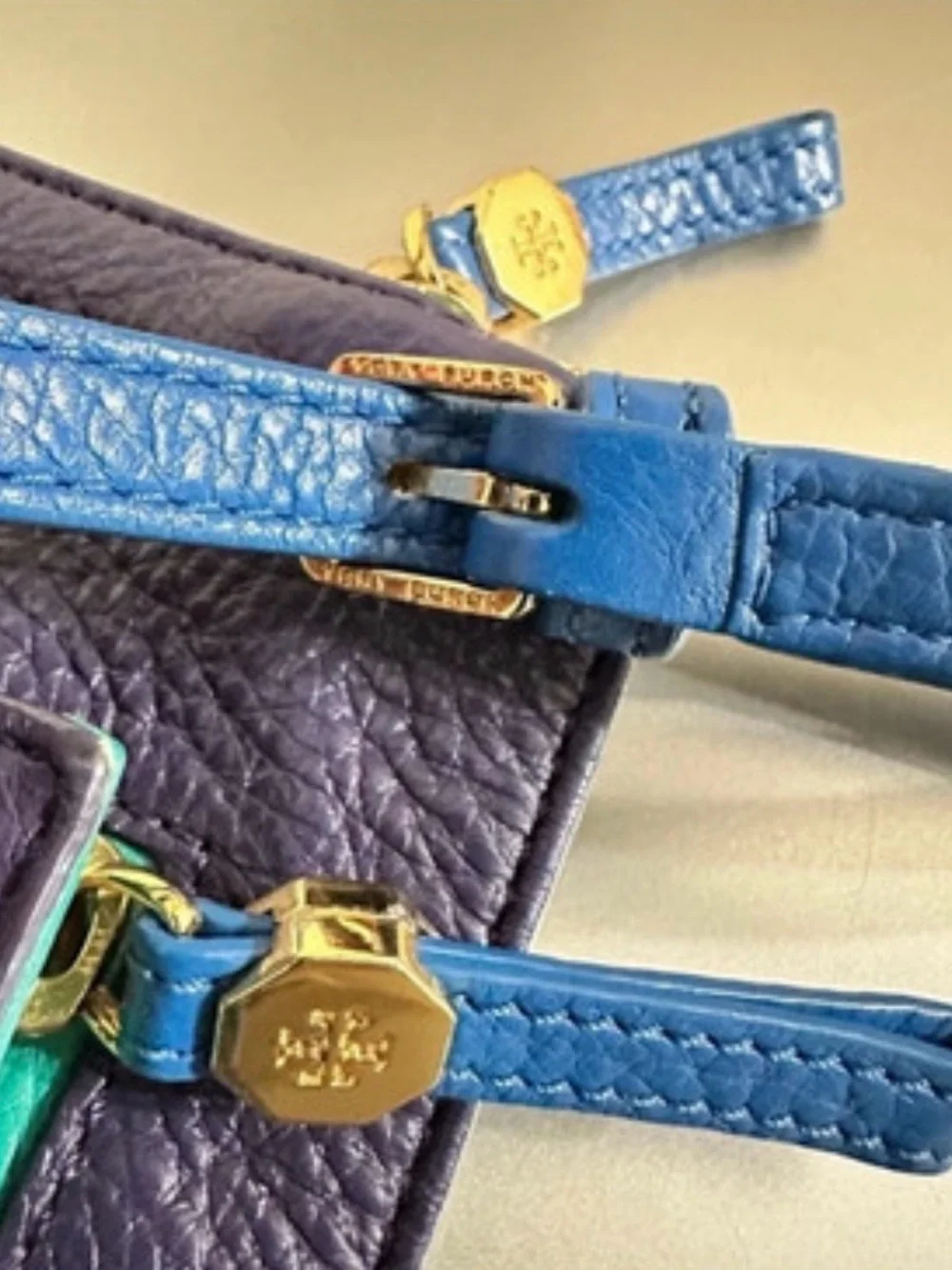 Tory Burch Two-Tone Navy and Bright Blue Leather Crossbody